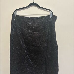 Express Black Glitter Pencil Skirt